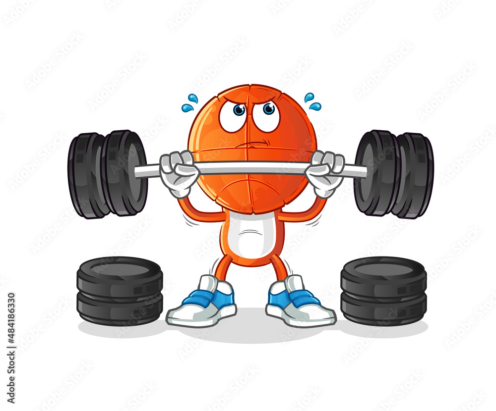 basketball head cartoon lifting the barbell character. cartoon vector basketball head cartoon lifting the barbell character. cartoon vector