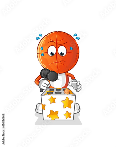 basketball head cartoon play whack a mole mascot. cartoon vector