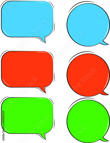 set of colorful speech bubbles