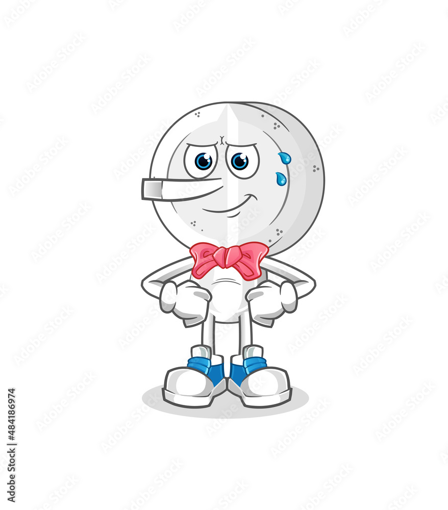Fototapeta premium medicine tablet head cartoon lie like Pinocchio character. cartoon vector
