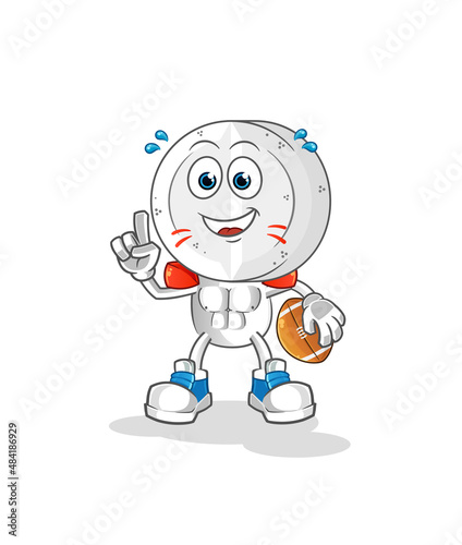 medicine tablet head cartoon playing rugby character. cartoon vector