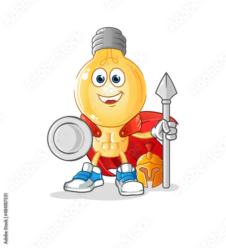 light bulb head cartoon spartan character. mascot vector