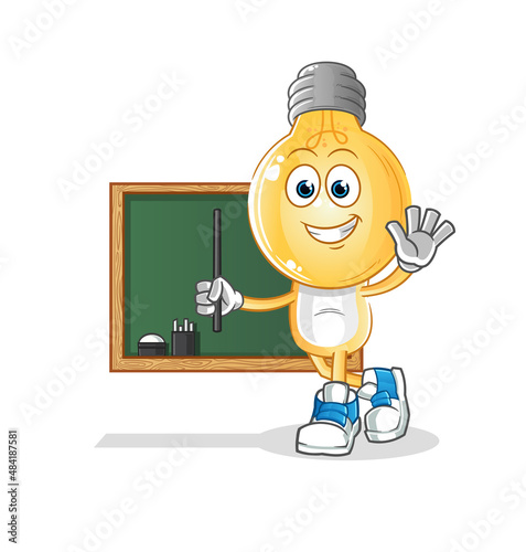 light bulb head cartoon teacher vector. cartoon character