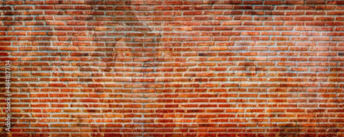 Old brick texture details background. House, shop, cafe and office design backdrop. Grunge brickwork wall and copy space.