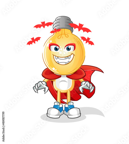 light bulb head cartoon Dracula illustration. character vector