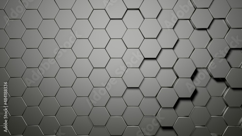Silver reflective hexagon background