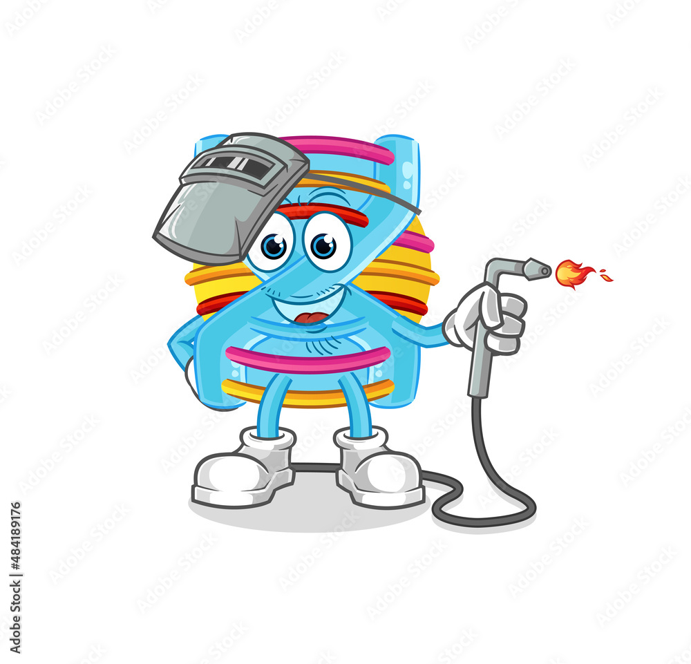 Fototapeta premium DNA welder mascot. cartoon vector