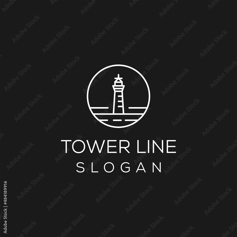 light house line art logo vector illustration design