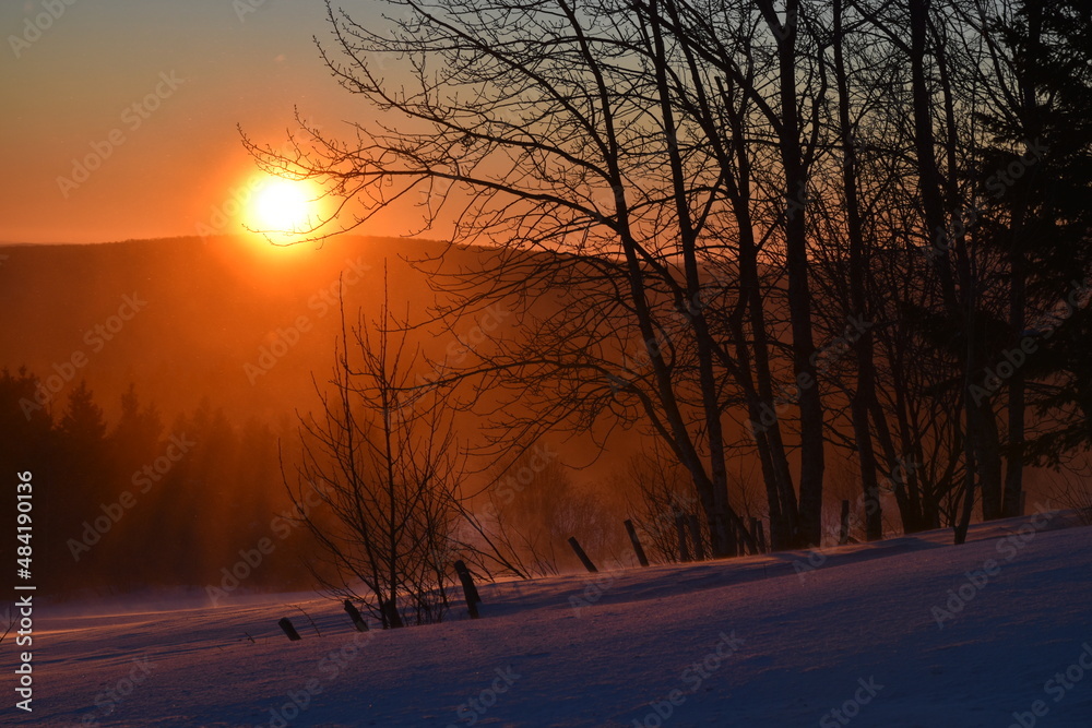 A sunrise on a cold morning, Sainte-Apolline, Québec, Canada A sunrise on a cold morning, Sainte-Apolline, Québec, Canada