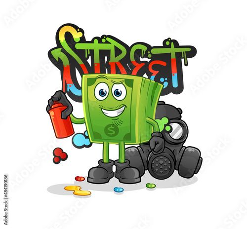 money graffiti artist vector. cartoon character