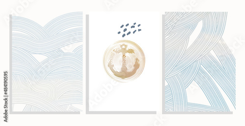 abstract wavy template with anchor vector background set