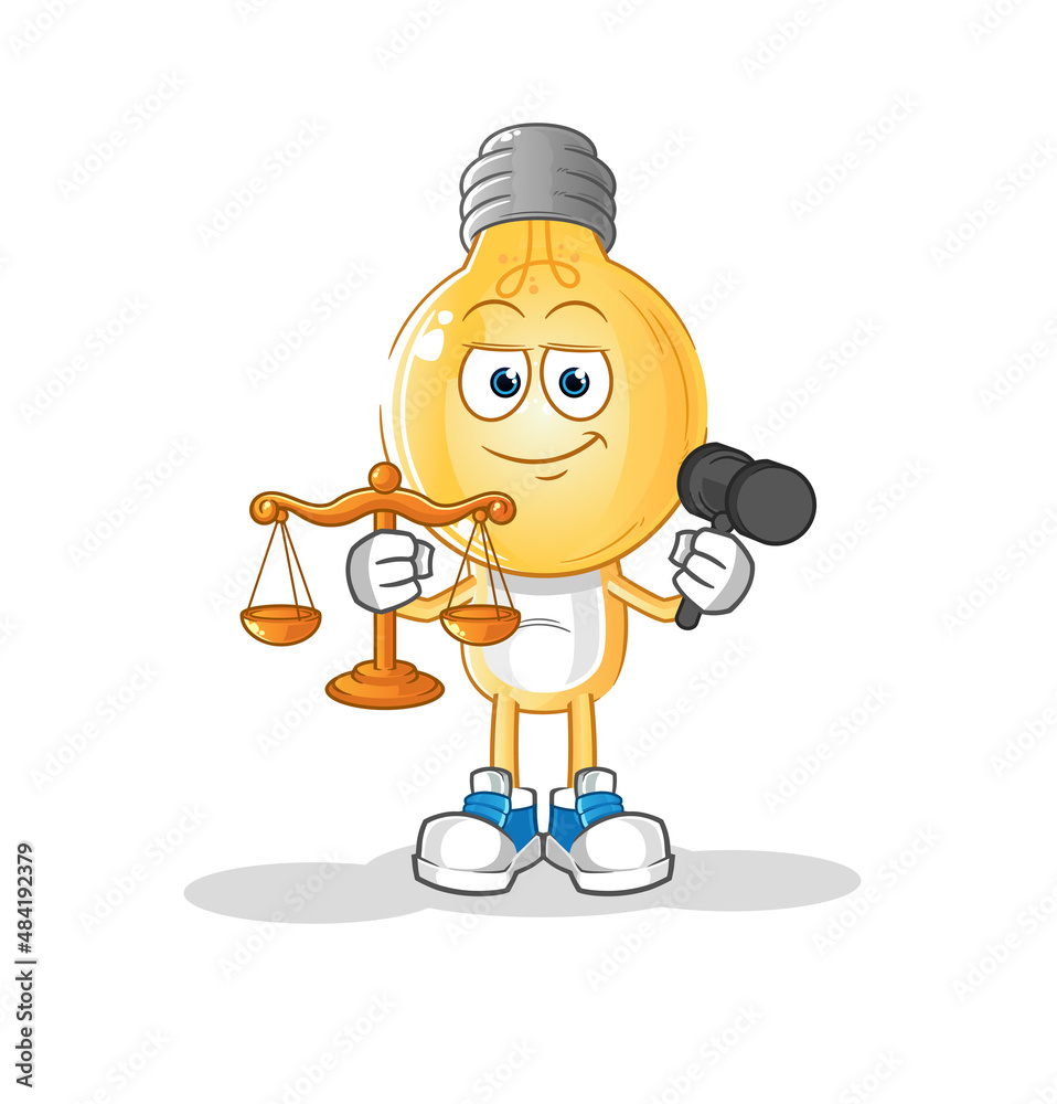Obraz premium light bulb head cartoon lawyer cartoon. cartoon mascot vector