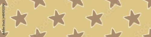 Gender neutral sleepy star and moon seamless vector background. Simple whimsical romantic 2 tone pattern banner. Kids nursery wallpaper or scandi band.