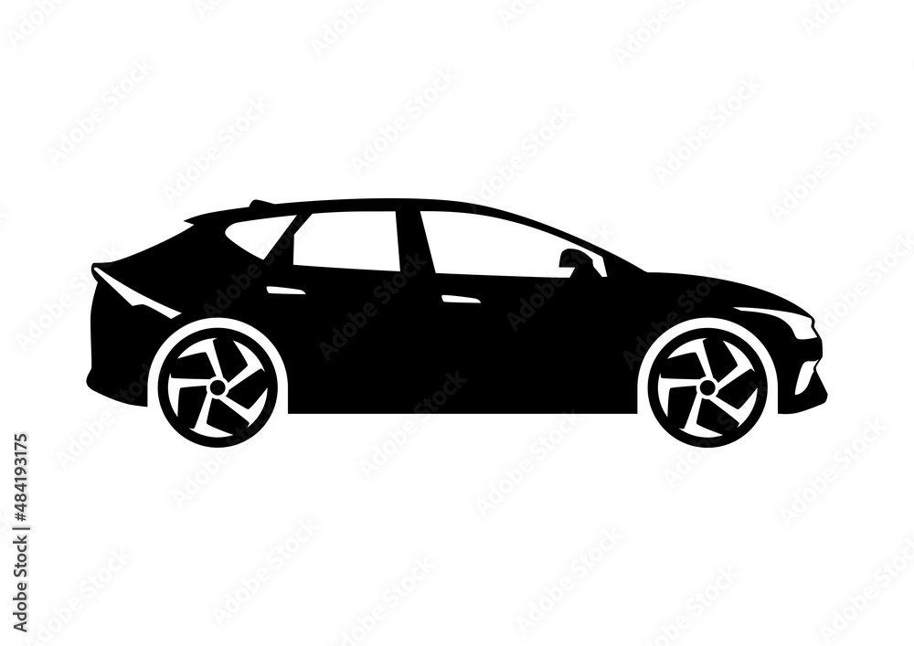 Silhouette of modern electric car. Side view. Vector. Silhouette of modern electric car. Side view. Vector.