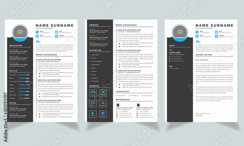 Creative Resume Layout and Professional Resume with Blue 