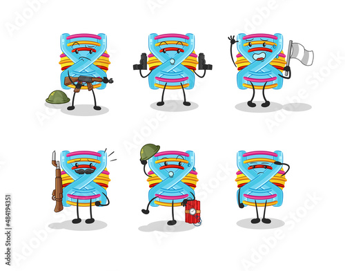 DNA troops character. cartoon mascot vector