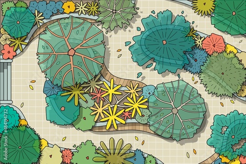 top view tree vector set for architectural and landscape design.