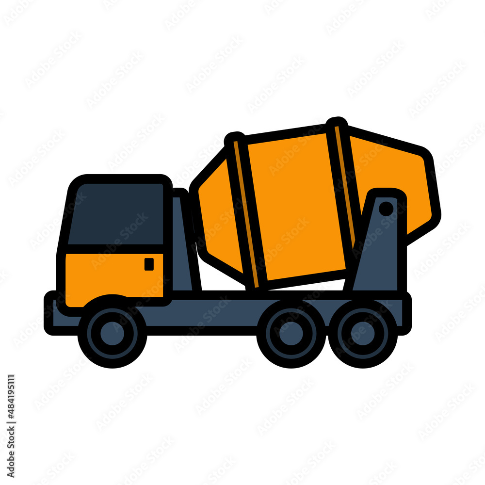 Naklejka premium Icon Of Concrete Mixer Truck