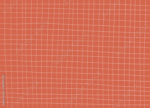White grid on terracotta color background, paper texture.	Vector design.