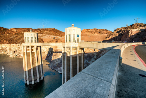 Hoover Dam at sunset, Nevada - USA.