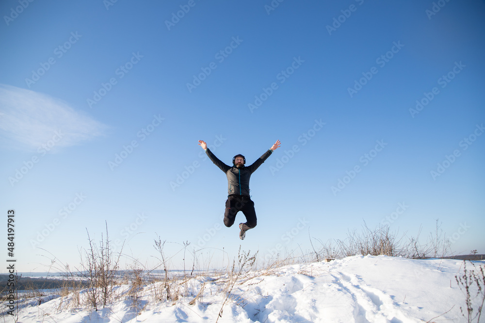 happy handsome caucasian man celebrating outdoors mindfulness happy handsome caucasian man celebrating outdoors mindfulness