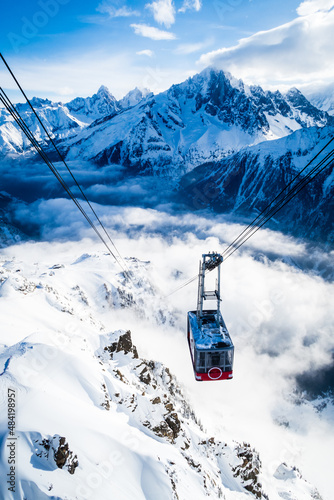 cable car gondola at chamonix ski resort in the french alps photo