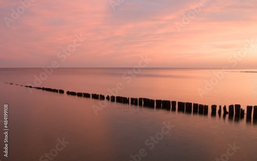 Fototapeta Naklejka Na Ścianę i Meble -  Sunset over the Baltic Sea in Kołobrzeg.