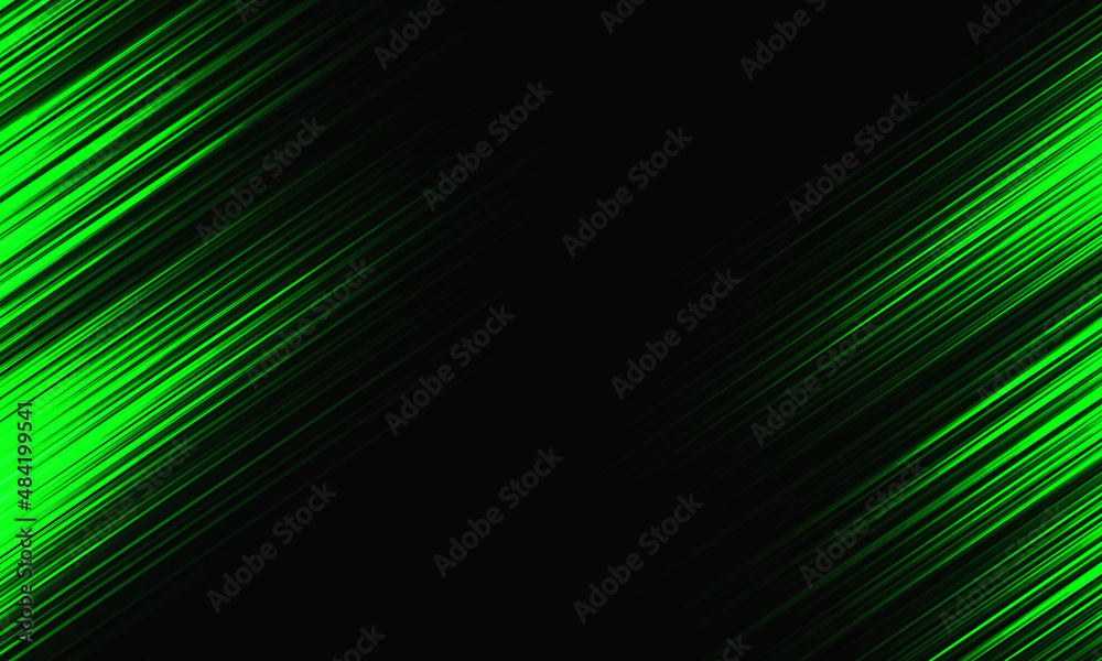 Naklejka premium Abstract green light speed dynamic on black technology futuristic background vector