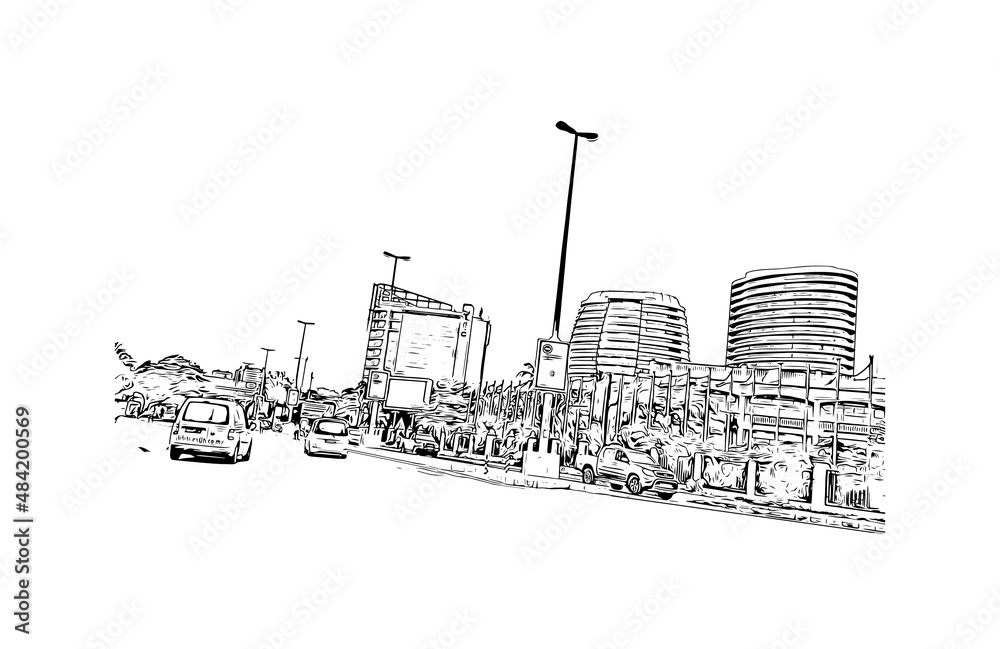 Building view with landmark of Maputo is the
capital of Mozambique. Hand drawn sketch illustration in vector. Building view with landmark of Maputo is the
capital of Mozambique. Hand drawn sketch illustration in vector.