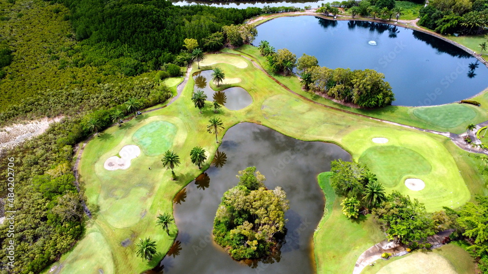 Scenic golf course and lakes in far north Queensland