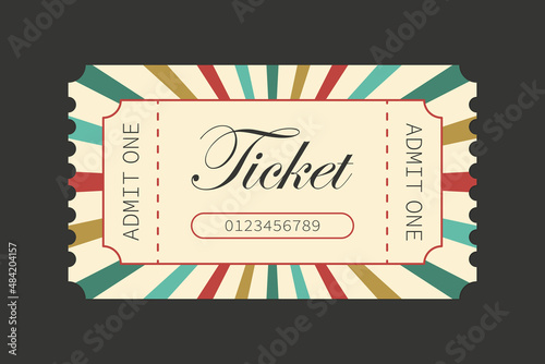 Retro ticket template Vintage ticket Admit one