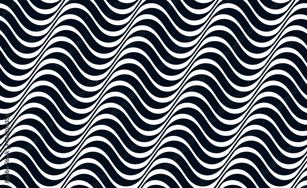 Wavy lines water seamless pattern vector, 3D dimensional endless background wallpaper design image, geometric stripy curved tillable texture. Wavy lines water seamless pattern vector, 3D dimensional endless background wallpaper design image, geometric stripy curved tillable texture.