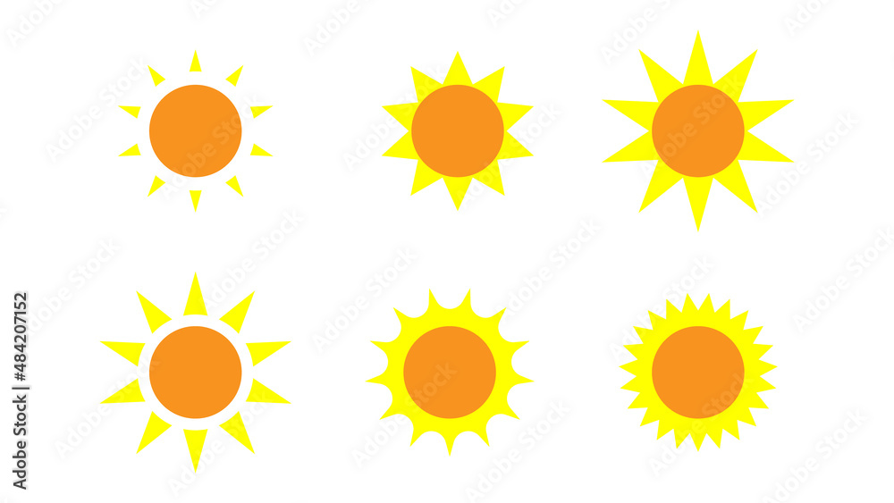 sun cartoon set isolated on white background for graphic design decoration sun cartoon set isolated on white background for graphic design decoration