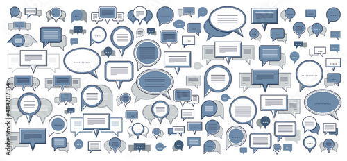 A lot of diversity speech bubbles vector set, different dialog signs geometric flat style, big set.