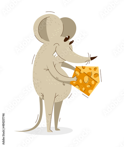 Funny cartoon mouse happy w...
