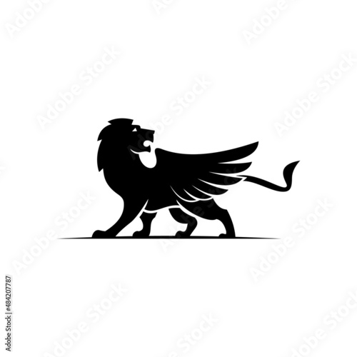 mythical wing lion icon logo design