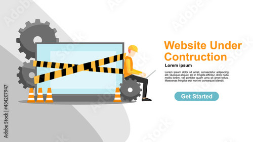website under construction concept. developer fixing website vector illustration.