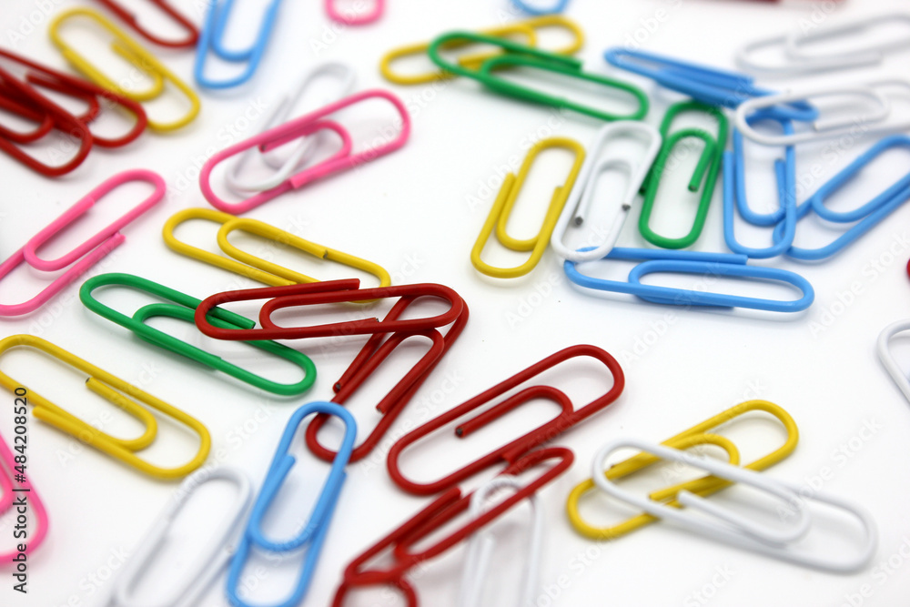 colored clips on a white background. colored clips on a white background.