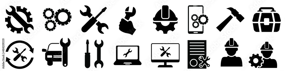 Repair icon vector set. tool illustration sign collection. Service center symbol. - obrazy, fototapety, plakaty 