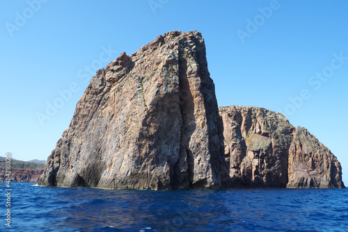 Scenic rocky volcanic seascape in island of Milos, Cyclades, Greece