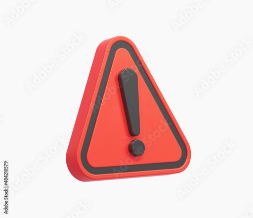 3d Realistic Red triangle warning sign vector illustration.
