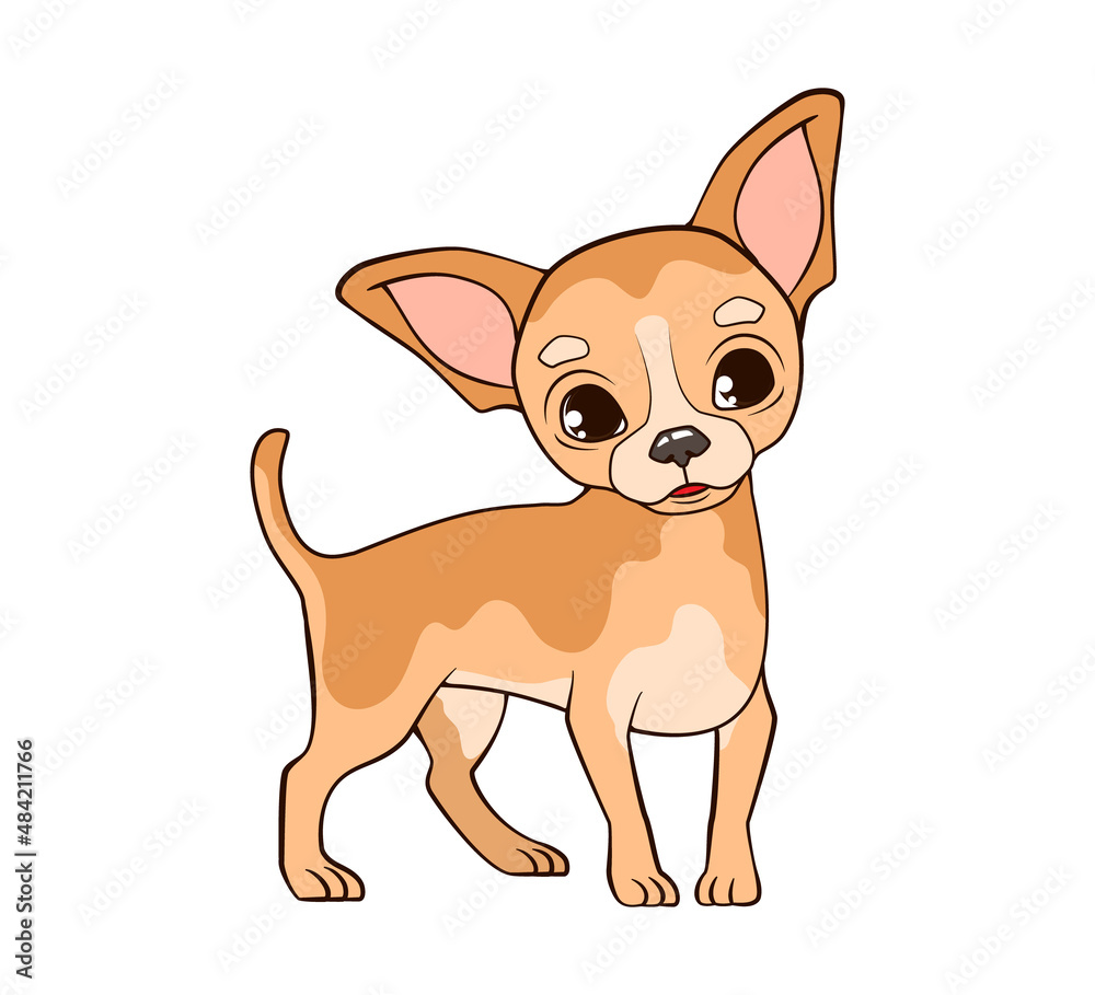 Coloring book Little funny pug puppy with floppy ears sits on its hind legs. Vector illustration in cartoon style, black and white line Coloring book Little funny pug puppy with floppy ears sits on its hind legs. Vector illustration in cartoon style, black and white line
