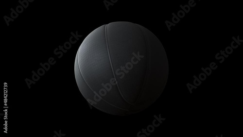 Basketball ball in black color. Spinning ball in the air. Throw. Flying. 3d render animation