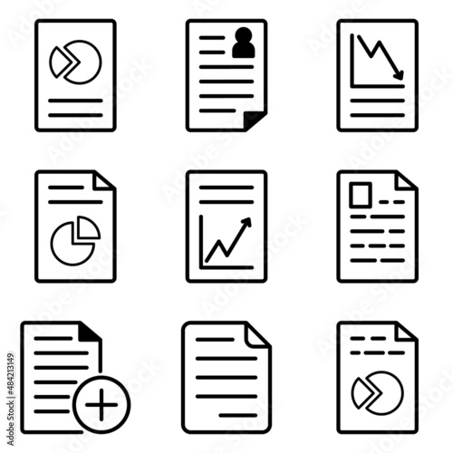 Docs Flat Icon Set Isolated On White Background