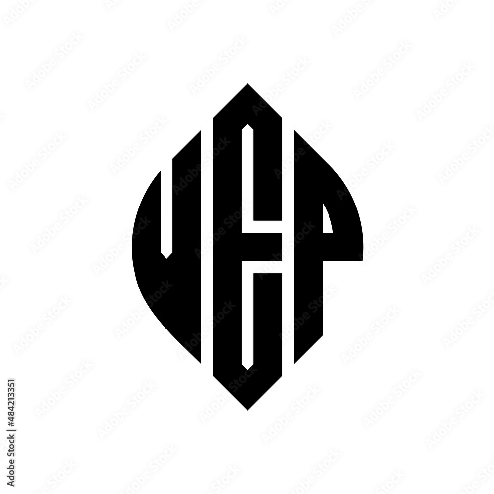 VEP circle letter logo design with circle and ellipse shape. VEP