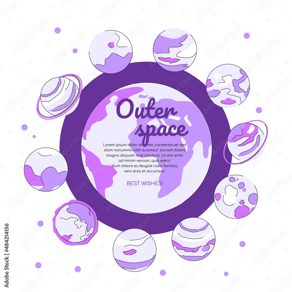 Outer space - modern isometric colorful web banner