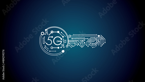 5G network security icon secure key