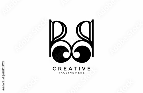 Art Deco Style Typography Letter BB Logo Monogram