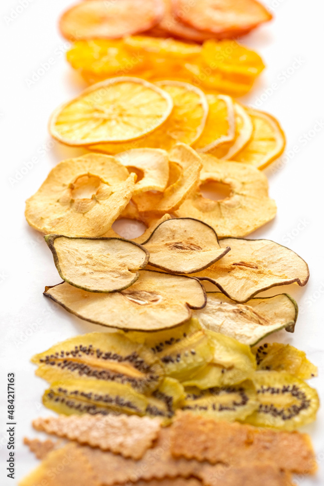 various multicolored dried fruits, close-up