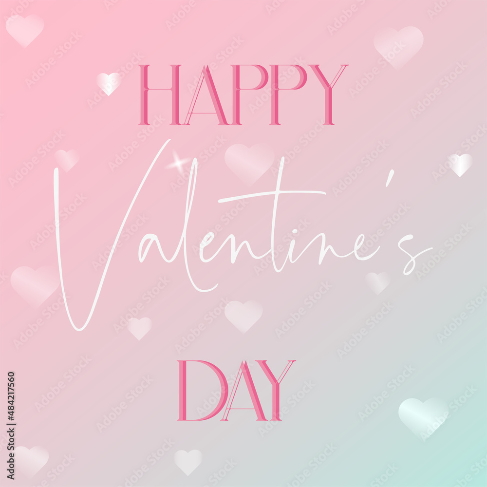 happy valentines day banner design, Love, gradient, pink-turquoise background, heart, congratulation